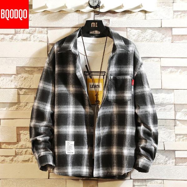 men's casual shirts preppy style black plaid cotton autumn shirt men streetwear hip hop long sleeve oversized winter cargo, White;black
men's casual shirts preppy style black plaid cotton autumn shirt men streetwear hip hop long sleeve oversized winter cargo, White;black