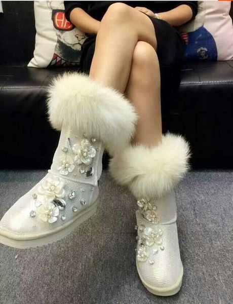 2020 and 2015 winter new snow fox skin diamond granules flower buckle thick boots high tide zwl1, Black
2020 and 2015 winter new snow fox skin diamond granules flower buckle thick boots high tide zwl1, Black