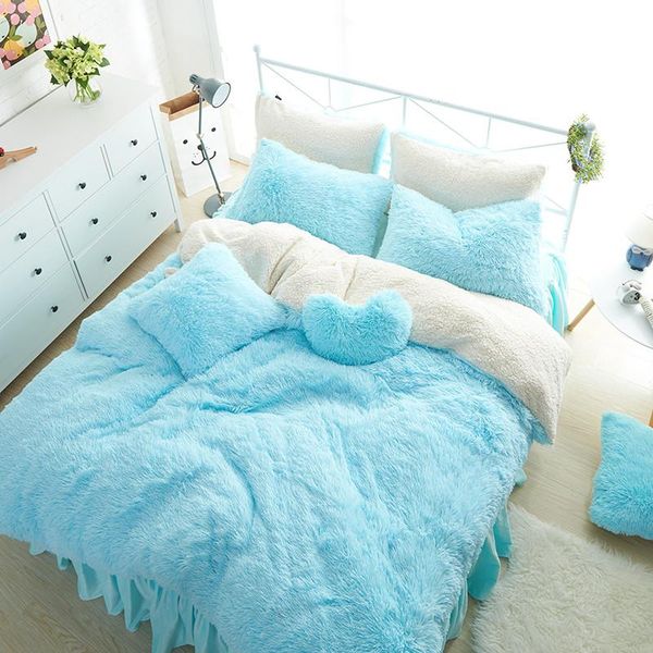 blue white color thick fleece winter bedding set 3/4/7pcs twin king size kids girls bed set duvet cover bed skirt set40
blue white color thick fleece winter bedding set 3/4/7pcs twin king size kids girls bed set duvet cover bed skirt set40