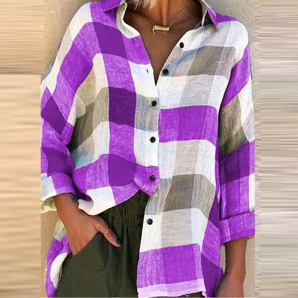 2020 women fashion loose check print shirts female autumn lerisure long sleeves blouse pullovers #31, White 
2020 women fashion loose check print shirts female autumn lerisure long sleeves blouse pullovers #31, White