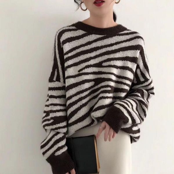 women's sweaters oversized sweater women harajuku loose pullovers ladies soft striped zebra batwing sleeve chic korean 2021 autumn, White;black
women's sweaters oversized sweater women harajuku loose pullovers ladies soft striped zebra batwing sleeve chic korean 2021 autumn, White;black