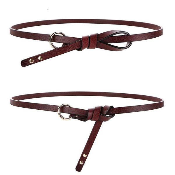 no hole knot female belt circular buckle alloy gold genuine leather soft decorate thin strap women cow belts knotted waistbands, Black;brown
no hole knot female belt circular buckle alloy gold genuine leather soft decorate thin strap women cow belts knotted waistbands, Black;brown