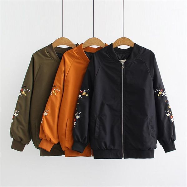 oversized women jacket autumn new loose flower embroidery zipper pocket jacket long-sleeve basic plus size outerwear1, Black;brown 
oversized women jacket autumn new loose flower embroidery zipper pocket jacket long-sleeve basic plus size outerwear1, Black;brown