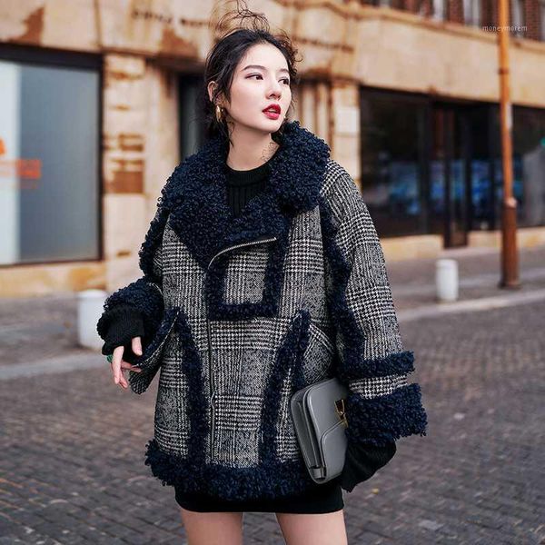 women's fur & faux vintage plaid wool coat women's circle lining winter 2021 fashion color design fur1, Black
women's fur & faux vintage plaid wool coat women's circle lining winter 2021 fashion color design fur1, Black