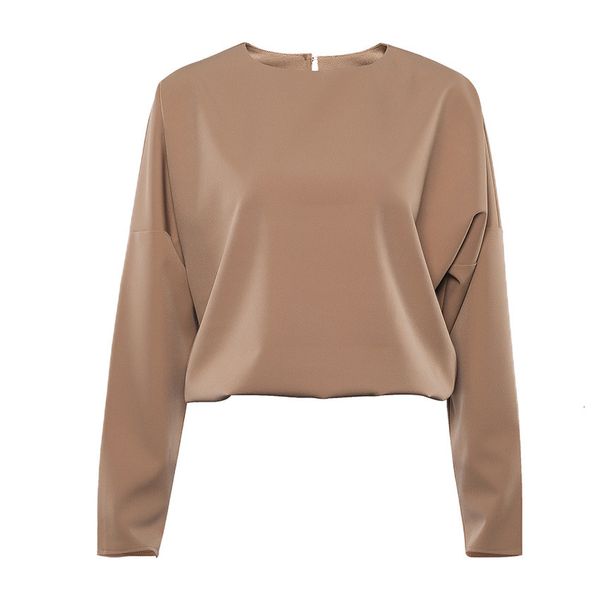 2021 spring and new autumn solid color fashion around the round neck short bottom tlxm, White
2021 spring and new autumn solid color fashion around the round neck short bottom tlxm, White