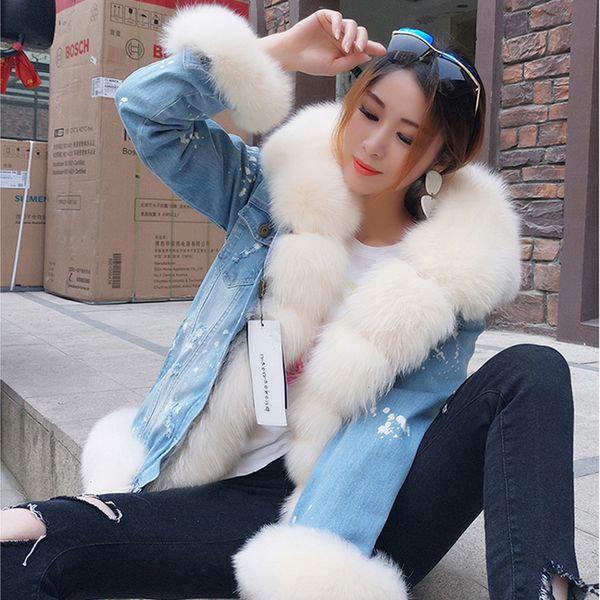2021 new winter fox collar ultra short cotton denim fur destable ladies more velvet thick jacket c4hz, Black;brown
2021 new winter fox collar ultra short cotton denim fur destable ladies more velvet thick jacket c4hz, Black;brown
