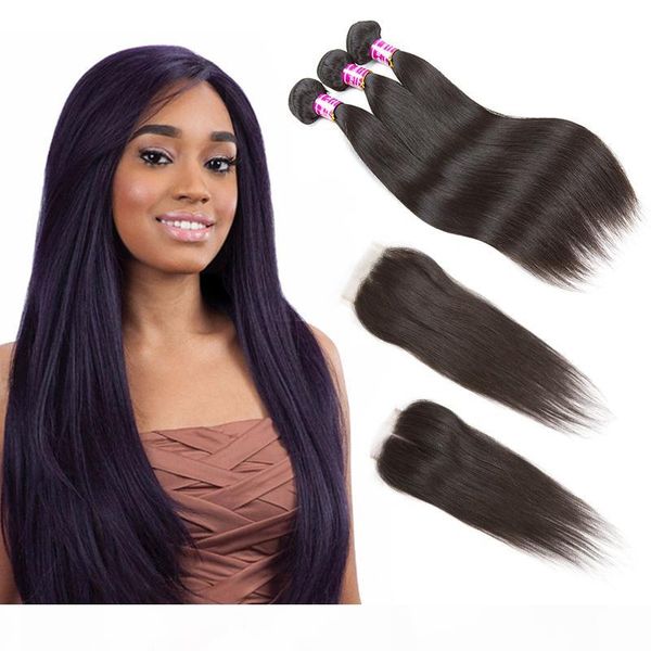 brazilian virgin hair straight 3 bundles with closure unprocessed human hair wefts with middle part lace closure hair extensions, Black;brown
brazilian virgin hair straight 3 bundles with closure unprocessed human hair wefts with middle part lace closure hair extensions, Black;brown