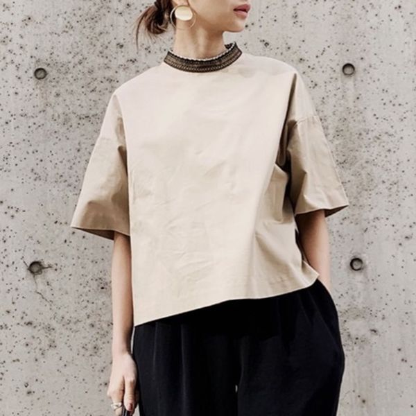 korean loose women 2020 summer new color contrast loose stand coat t-shirt collar versatile t-shirt 51mng, White
korean loose women 2020 summer new color contrast loose stand coat t-shirt collar versatile t-shirt 51mng, White