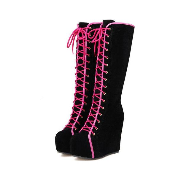 chic ladies punk gothic knee high boots wedge heels platform shoes plus size, Black
chic ladies punk gothic knee high boots wedge heels platform shoes plus size, Black