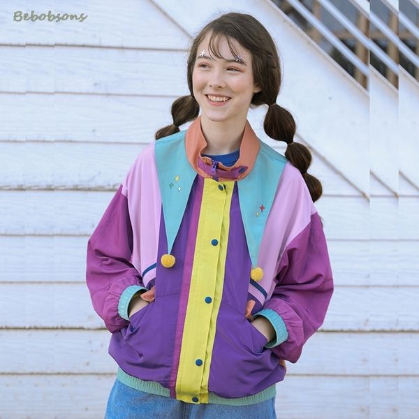 new harajuku original design women autumn winter coats zipper basic jacket casual clothing color block embroidery cartoon 201028, Black;brown
new harajuku original design women autumn winter coats zipper basic jacket casual clothing color block embroidery cartoon 201028, Black;brown