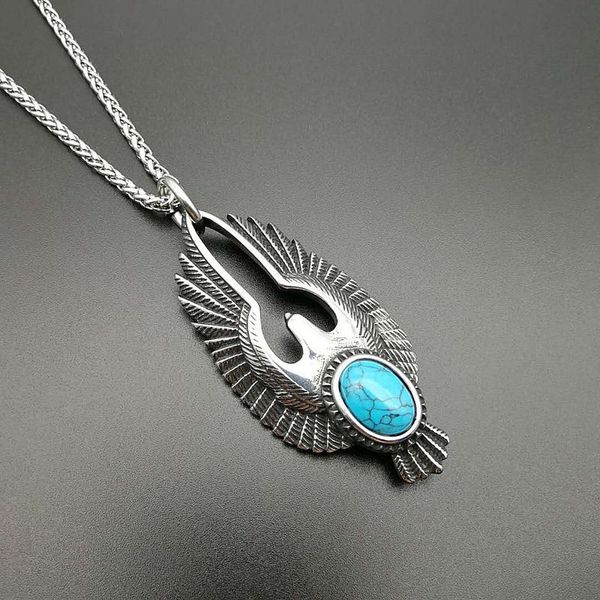 explosions punk retro necklace titanium steel polished necklace turquoise eagle pendant necklace, Silver
explosions punk retro necklace titanium steel polished necklace turquoise eagle pendant necklace, Silver