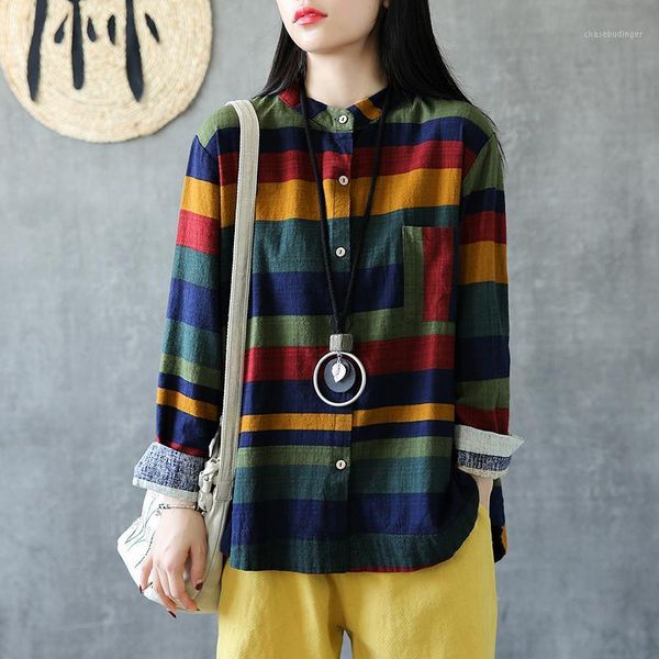 retro striped shirt loose long-sleeved shirt spring 2020 new literary wild cotton qxh1, White
retro striped shirt loose long-sleeved shirt spring 2020 new literary wild cotton qxh1, White
