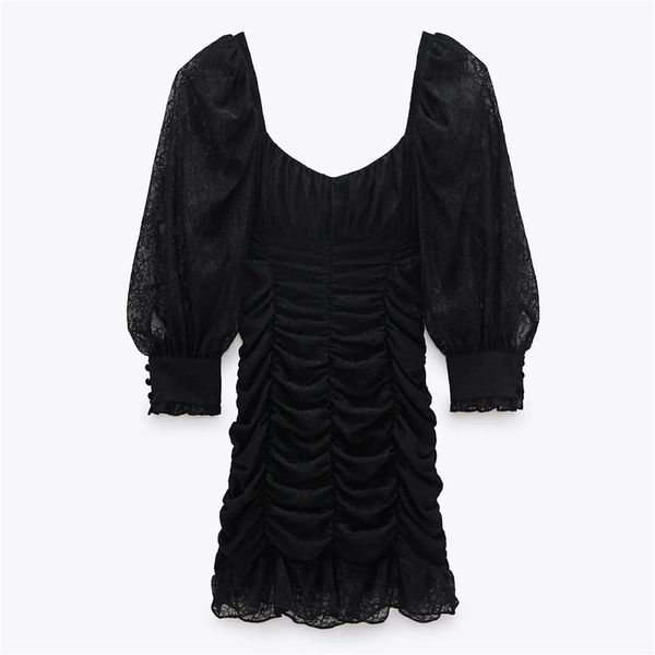 2021 new black draped lace women vintage square neck see through long sleeve elastic ruched ruffle mini dress woman dresses 1bbh, Black;gray
2021 new black draped lace women vintage square neck see through long sleeve elastic ruched ruffle mini dress woman dresses 1bbh, Black;gray