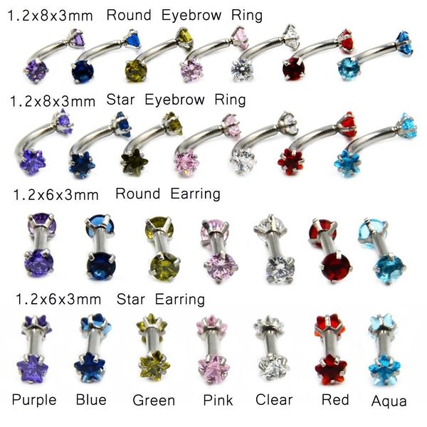 showlove-1pcs surgical steel zircon internally threaded star round zircon cartilage earring eyebrow ring piercing jewelry 16g q sqcbqy, Silver
showlove-1pcs surgical steel zircon internally threaded star round zircon cartilage earring eyebrow ring piercing jewelry 16g q sqcbqy, Silver