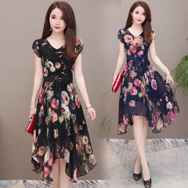 french small flower chiffon 2020 summer new fashion women's long super fairy dress, Black;gray
french small flower chiffon 2020 summer new fashion women's long super fairy dress, Black;gray