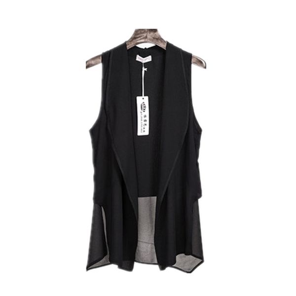 asymmetry white summer long chiffon vests for women korean fashion sleeveless cardigan female vest waistcoat black jacket coat 201027, Black;white
asymmetry white summer long chiffon vests for women korean fashion sleeveless cardigan female vest waistcoat black jacket coat 201027, Black;white