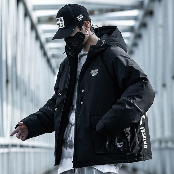 men's clothes function wind cotton-padded popular tooling coat pocket zipper cotton-padded jacket arm jacket, Black
men's clothes function wind cotton-padded popular tooling coat pocket zipper cotton-padded jacket arm jacket, Black