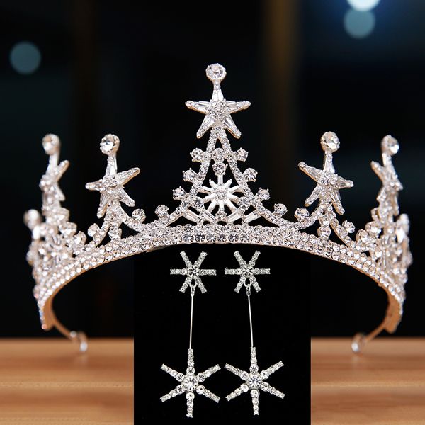 bridal crown headdress set super shiny rhinestone ornament star semicircle hair band wedding dress accessories, Silver
bridal crown headdress set super shiny rhinestone ornament star semicircle hair band wedding dress accessories, Silver