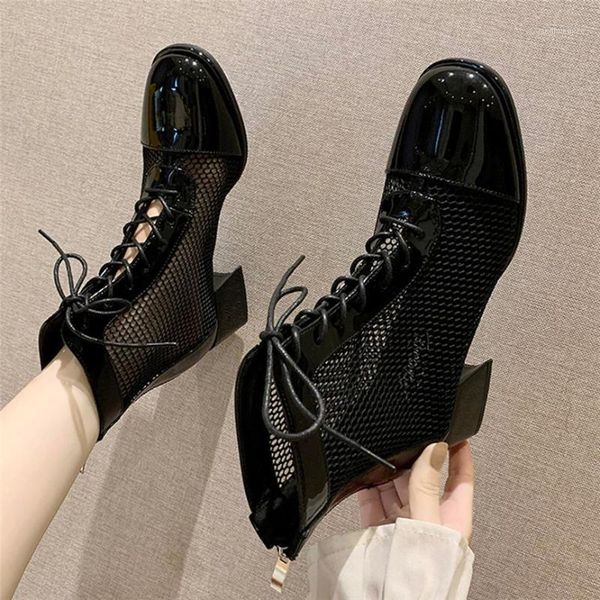 womens ankle bare round toe mesh lace-up boots square heel short booties botas invierno simple style booties woman shoes 2020 a11, Black
womens ankle bare round toe mesh lace-up boots square heel short booties botas invierno simple style booties woman shoes 2020 a11, Black