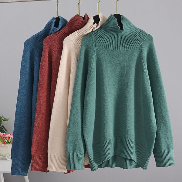 gigogou fall winter women knit turtleneck cashmere sweater oversized loose casual basic pullover jumper long sleeve pull mujer 201017, White;black
gigogou fall winter women knit turtleneck cashmere sweater oversized loose casual basic pullover jumper long sleeve pull mujer 201017, White;black