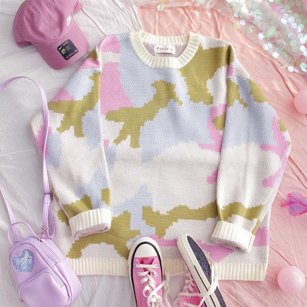 autumn women thicken camouflage jacquard sweater retro young girl student loose casual round neck pullover college style1, White;black
autumn women thicken camouflage jacquard sweater retro young girl student loose casual round neck pullover college style1, White;black