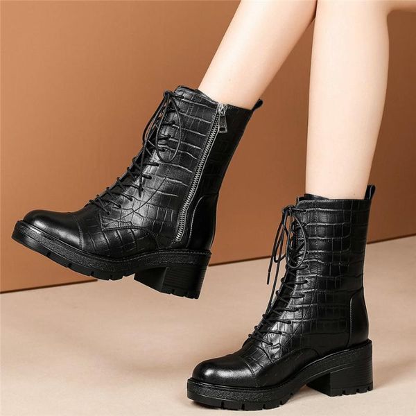 boots winter warm shoes women lace up genuine leather chunky high heel riding female round toe platform pumps, Black
boots winter warm shoes women lace up genuine leather chunky high heel riding female round toe platform pumps, Black