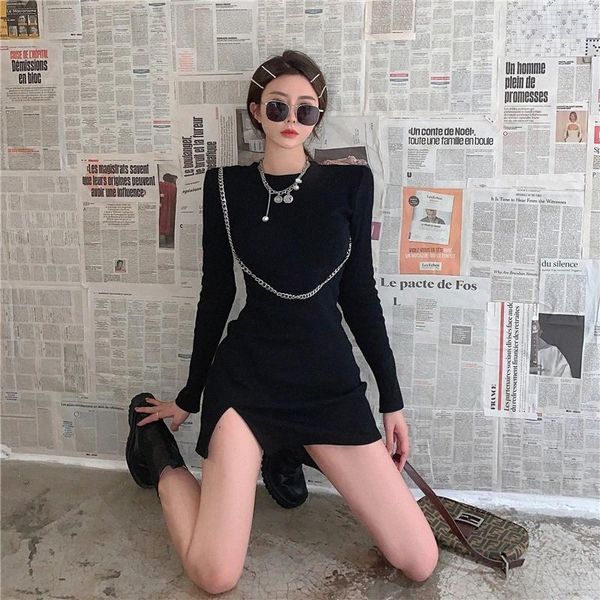 jxmyy 2020spring and autumn fashion hong kong style, careful machine chain accessories, slim slimming split long-sleeved dress #nz9r, Black;gray
jxmyy 2020spring and autumn fashion hong kong style, careful machine chain accessories, slim slimming split long-sleeved dress #nz9r, Black;gray