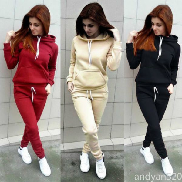 твердо женщины tracksuit повседневный толстовки толстовка pant set lounge одежда спортивный костюм 2pcs осень зима, Black
твердо женщины tracksuit повседневный толстовки толстовка pant set lounge одежда спортивный костюм 2pcs осень зима, Black