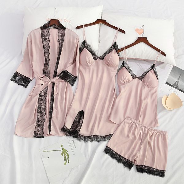 2021 new women's summer silk robe sets elegant female nightgown solid with lace sashes homewear ladies sleepwear nightdress chq6, Black;red
2021 new women's summer silk robe sets elegant female nightgown solid with lace sashes homewear ladies sleepwear nightdress chq6, Black;red