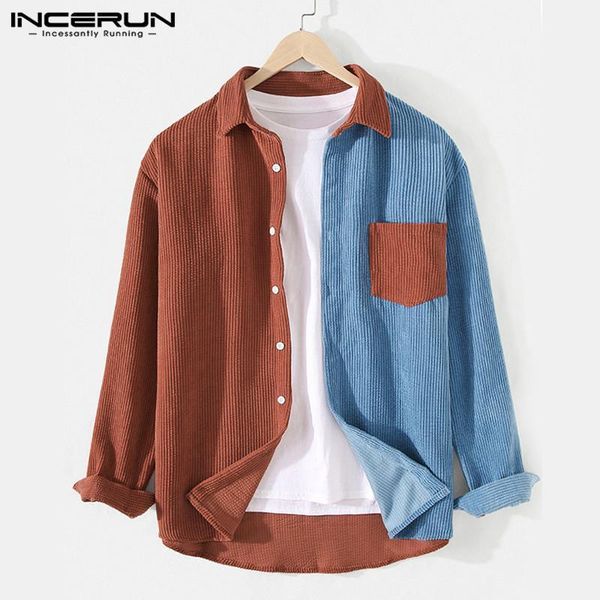 men corduroy shirt patchwork long sleeve lapel pockets 2020 streetwear casual autumn button camisa masculina s-3xl incerun1, White;black
men corduroy shirt patchwork long sleeve lapel pockets 2020 streetwear casual autumn button camisa masculina s-3xl incerun1, White;black
