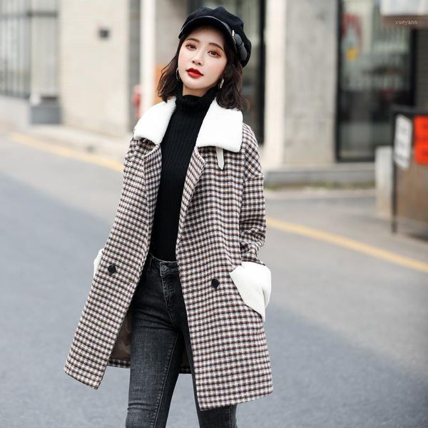 new plaid thick woolen coat women winter mid-length double breasted suit collar spiced faux fur collar cuff fashion slim jacket1, Black
new plaid thick woolen coat women winter mid-length double breasted suit collar spiced faux fur collar cuff fashion slim jacket1, Black