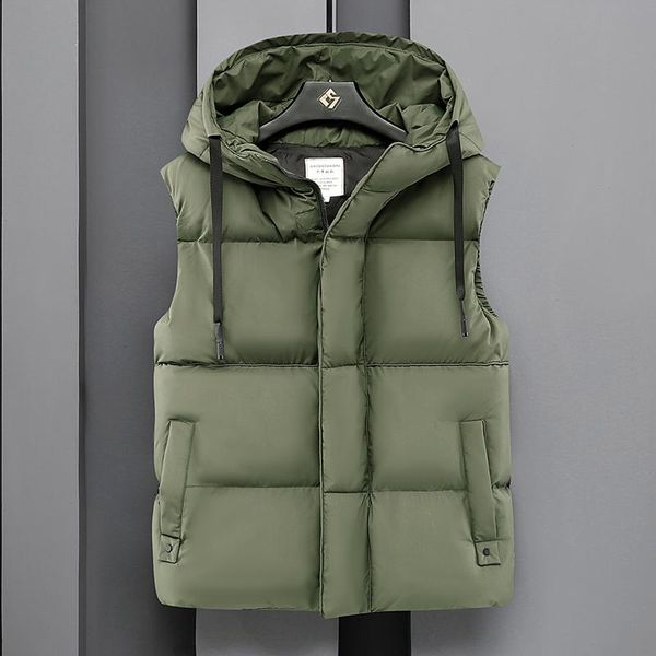 autumn winter men's casual hooded vest solid sleeveless jacket male thick warm waistcoat zipper vests with pockets outerwear, Black;white
autumn winter men's casual hooded vest solid sleeveless jacket male thick warm waistcoat zipper vests with pockets outerwear, Black;white