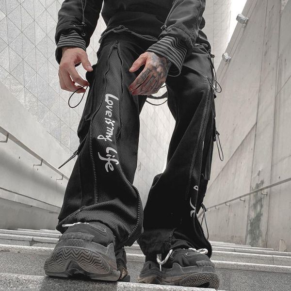 men's pants zipper decoration multi pocekts block patchwork cargo harem joggers hip hop harajuku casual streetwear sweatpants trousers, Black
men's pants zipper decoration multi pocekts block patchwork cargo harem joggers hip hop harajuku casual streetwear sweatpants trousers, Black