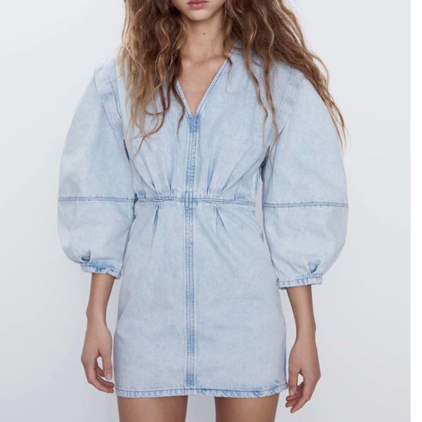 deat new summer fashion street style staight solid puff sleeve high wast v neck pleated denim mini dress women sb192 201204, Black;pink
deat new summer fashion street style staight solid puff sleeve high wast v neck pleated denim mini dress women sb192 201204, Black;pink