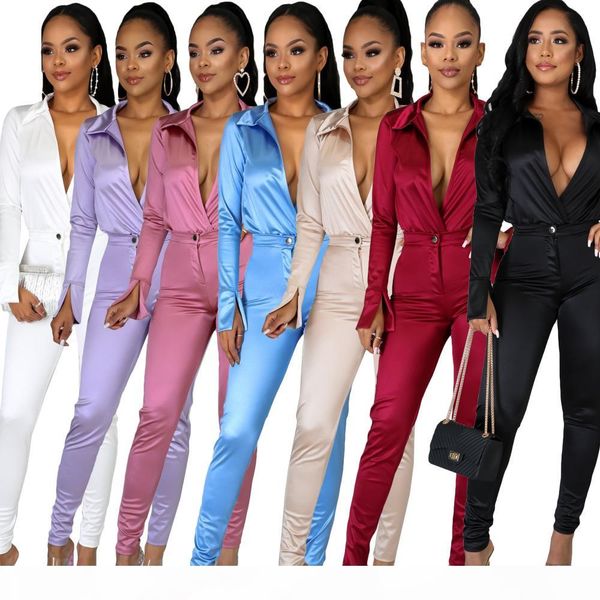 charming women satin outfits 2020 new arrivals deep v neck bodysuit shirt + high waist pants two pieces party clubwear sets 7 colors in stoc, Gray
charming women satin outfits 2020 new arrivals deep v neck bodysuit shirt + high waist pants two pieces party clubwear sets 7 colors in stoc, Gray
