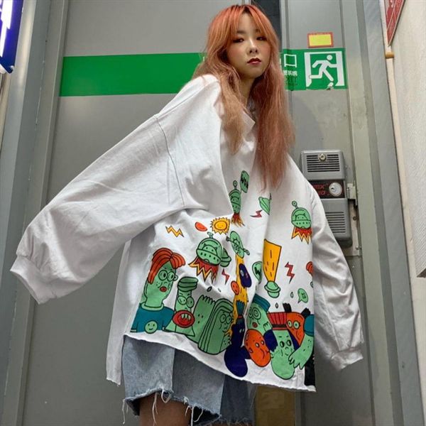 women cartoon autumn sweatshirt harajuku frog print hoodie female casual cute white hoodie streetwear female kawaii hoodies, Black
women cartoon autumn sweatshirt harajuku frog print hoodie female casual cute white hoodie streetwear female kawaii hoodies, Black