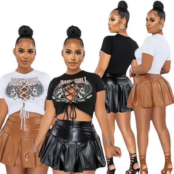 2022 pattern printing womens pleated leather skirt tracksuits summer tshirts short skirts two piece sets, Gray
2022 pattern printing womens pleated leather skirt tracksuits summer tshirts short skirts two piece sets, Gray