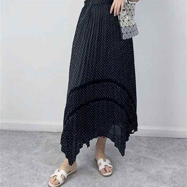 2020 autumn and winter new polka dot satin pleated skirt y1214, Black 
2020 autumn and winter new polka dot satin pleated skirt y1214, Black
