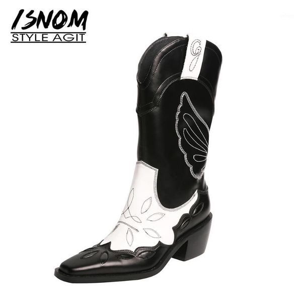boots isnom vintage mid calf women genuine leather shoes western booties mix color cuban heel embroider cowboy chunky heel1, Black
boots isnom vintage mid calf women genuine leather shoes western booties mix color cuban heel embroider cowboy chunky heel1, Black