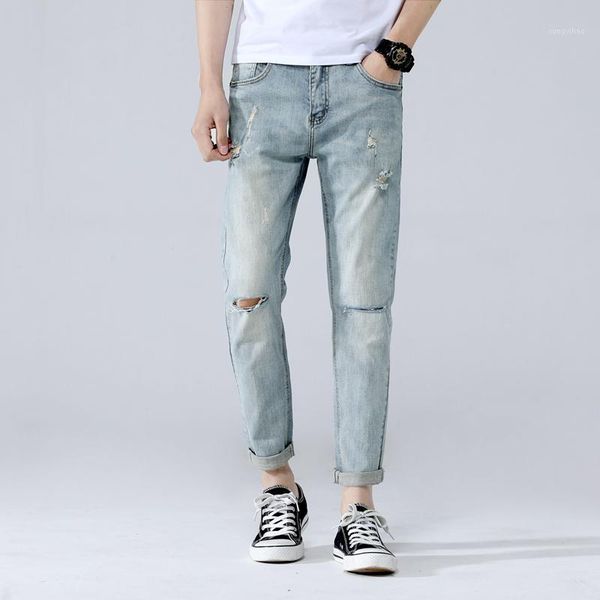 hole nine points jeans men's tide brand loose feet pants summer thin section solid color straight pants men's korean trend jeans1, Blue
hole nine points jeans men's tide brand loose feet pants summer thin section solid color straight pants men's korean trend jeans1, Blue