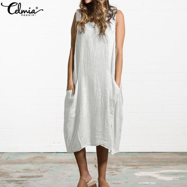 celmia plus size 5xl women sleeveless summer dress 2020 female pockets loose shirt dresses casual ruffle midi vestidos robe1, Black;gray
celmia plus size 5xl women sleeveless summer dress 2020 female pockets loose shirt dresses casual ruffle midi vestidos robe1, Black;gray