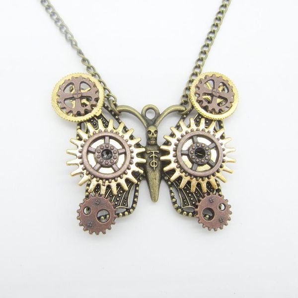pendant necklaces cool design butterfly skull with gears wing retro steampunk necklace jewelry, Silver
pendant necklaces cool design butterfly skull with gears wing retro steampunk necklace jewelry, Silver