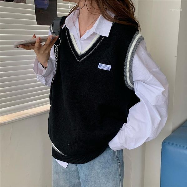 women's sweaters y2k sweater fashionable fresh and sweet solid color loose shirt + v-neck sleeveless simple college style knitted wool, White;black
women's sweaters y2k sweater fashionable fresh and sweet solid color loose shirt + v-neck sleeveless simple college style knitted wool, White;black