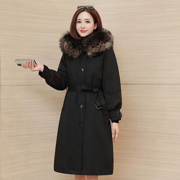 women's jacket down jackets for women 2020 woman parkas winter coat womens hooded real fur collar coats ropa mujer lxr6731, Black