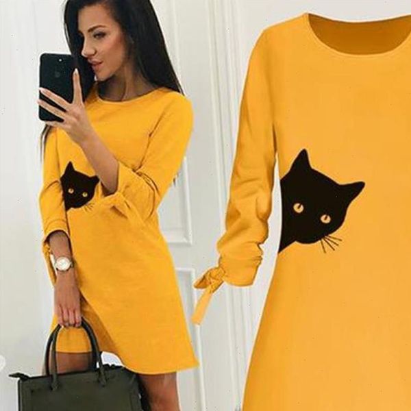women fashion o neck cat print bow elegant straigth dress spring loose mini dresses 3 4 sleeve bow comfortable plus size 5xl, Black;gray
women fashion o neck cat print bow elegant straigth dress spring loose mini dresses 3 4 sleeve bow comfortable plus size 5xl, Black;gray