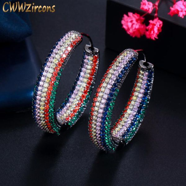 hoop & huggie cwwzircons black gold color blue red cz pave setting round large earrings for women statement party wedding jewelry cz832, Golden;silver
hoop & huggie cwwzircons black gold color blue red cz pave setting round large earrings for women statement party wedding jewelry cz832, Golden;silver