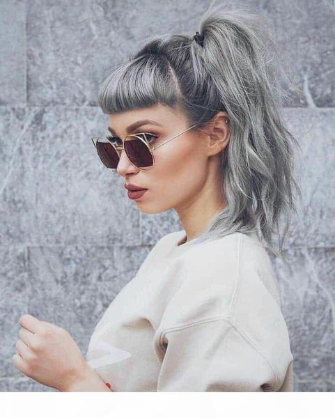 gray hair ponytail with bang clip in wavy curly sliver grey virgin hair drawstring ponyltails gray hair extensions, Black
gray hair ponytail with bang clip in wavy curly sliver grey virgin hair drawstring ponyltails gray hair extensions, Black