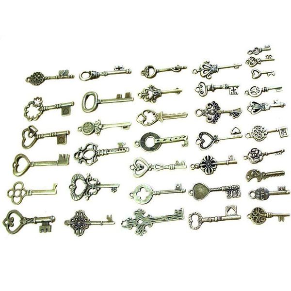 40 pack vintage skeleton keys charms in antique bronze color for jewelry making supplies, steampunk accessories, craft projects, Silver
40 pack vintage skeleton keys charms in antique bronze color for jewelry making supplies, steampunk accessories, craft projects, Silver