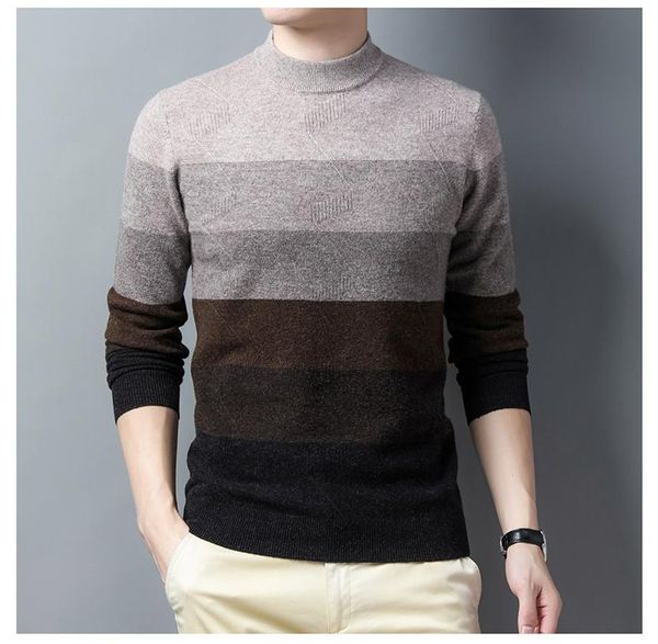 100% men's pure cardigan winter round neck thick stripe young and middle-aged warm knit bottoming sweater, White;black
100% men's pure cardigan winter round neck thick stripe young and middle-aged warm knit bottoming sweater, White;black