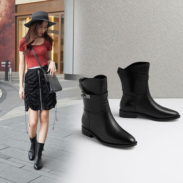 2020 leather women's upper ankle women shortboots for fall and winter shoes platform with velvet thick boots 7eqj, Black
2020 leather women's upper ankle women shortboots for fall and winter shoes platform with velvet thick boots 7eqj, Black